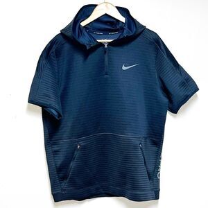 Nike Pro CQ8343-010 Short Sleeve 1/4-Zip Hoodie Black Sz L